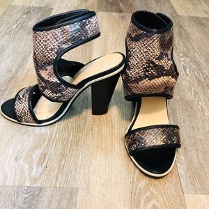 Snake Print Velcro Strap Heel